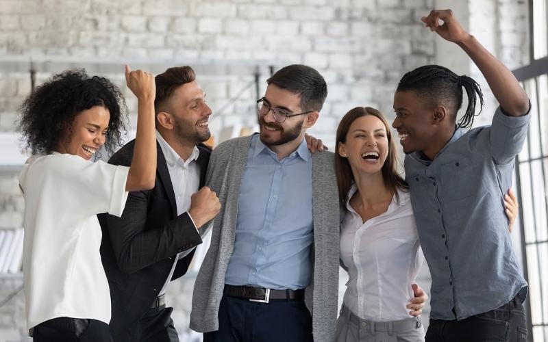 Group of people cheering